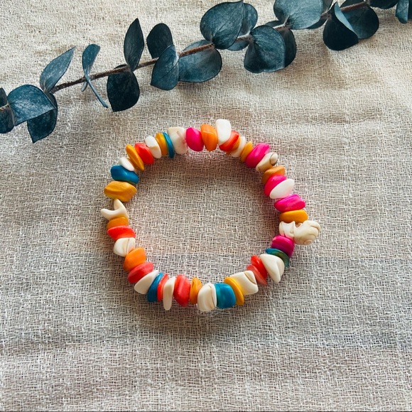 Elastic band shell colorful bracelet handmade - Picture 1 of 3
